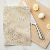 Glam Gold Rose Blush Pink Leopard Print Geschirrtuch (Viertel Falte)