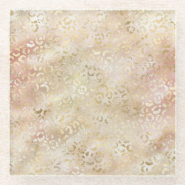 Glam Gold Rose Blush Pink Leopard Print Glasuntersetzer