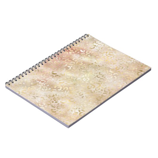 Glam Gold Rose Blush Pink Leopard Print Notizblock (Linke Seite)