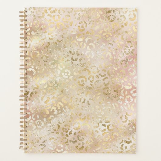 Glam Gold Rose Blush Pink Leopard Print Planer (Vorderseite)