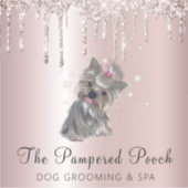 Glam Gold Rose Glitzer Tropfen Dog Grooming Servic Aufkleber (Vorderseite)