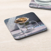Glam Gold Rose Kunststoff Untersetzer Set (Linke Seite)