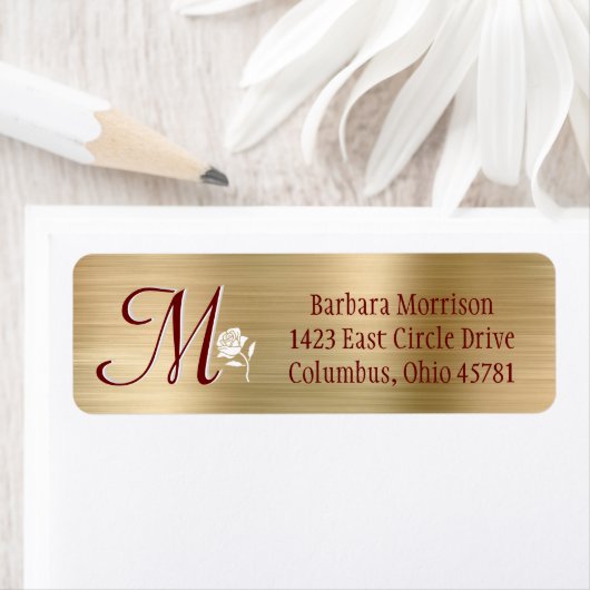 Glam Gold Rot Brushed Metal Custom Monogram Label (Insitu)