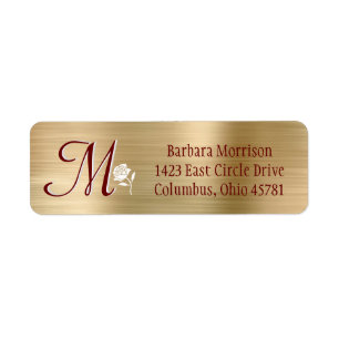 Glam Gold Rot Brushed Metal Custom Monogram Label