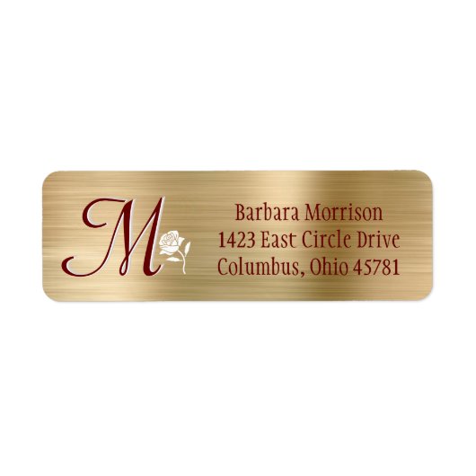 Glam Gold Rot Brushed Metal Custom Monogram Label (Vorne)