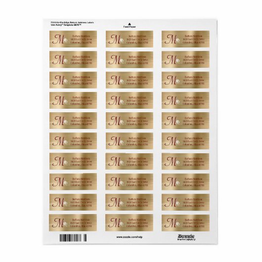 Glam Gold Rot Brushed Metal Custom Monogram Label (Vorne)