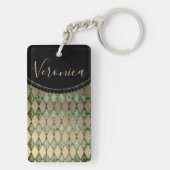 Glam Gold Salin Harlequin Personalisiert Schlüsselanhänger (Rückseite)