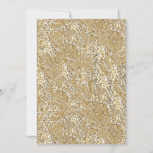 Glam Gold Sequins und Bow Wedding Einladung (Rückseite)