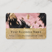 Glam Gold Sparkle Pink Black Cowhide Visitenkarte (Vorderseite)