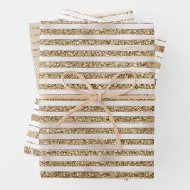 Glam Gold Streifen Geschenkpapier Set
