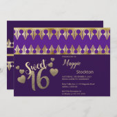 Glam Gold Sweet 16 Einladung (Vorne/Hinten)