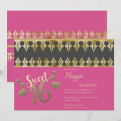 Glam Gold Sweet 16 Einladung (Vorne/Hinten)