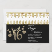 Glam Gold Sweet 16 Einladung (Vorderseite)