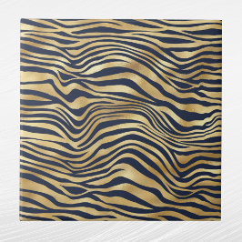 Glam Gold Tiger Print Navy Blue Fliese