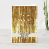 Glam Gold Tinsel Jeweled Butterfly Karte (Vorderseite)