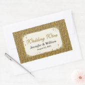 Glam Gold Tone Wedding Wine Flasche Label Rechteckiger Aufkleber (Umschlag)
