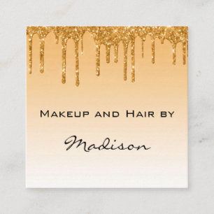 Glam Gold tropfender Glitter Makeup-Artist Quadratische Visitenkarte