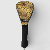 Glam Gold Tropical Leaves Personalized Golf Headcover (Vorderseite)