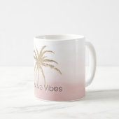Glam Gold Tropical Palm Pink ombre Kaffeetasse (VorderseiteRechts)