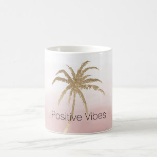 Glam Gold Tropical Palm Pink ombre Kaffeetasse