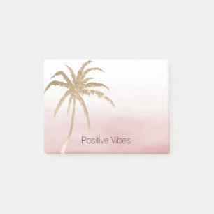 Glam Gold Tropical Palm Pink ombre Post-it Klebezettel