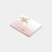 Glam Gold Tropical Palm Pink ombre Post-it Klebezettel (angewinkelt)