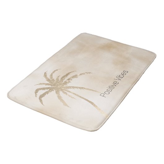 Glam Gold Tropical Palm Tree Ombre Badematte (Schrägansicht)