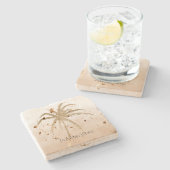 Glam Gold Tropical Palm Tree Ombre Steinuntersetzer (Seitenansicht)