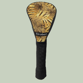 Glam Gold Tropische Blätter Personalisiert Golf Headcover
