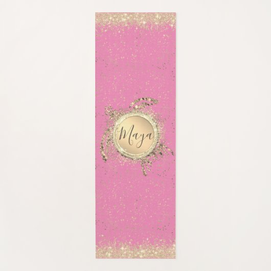 Glam Gold Turtle Stars auf Pink Yoga Mat Yogamatte (Vorderseite)