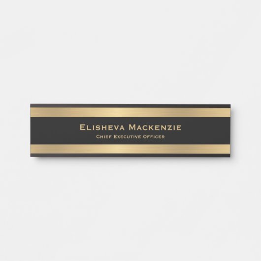 Glam Gold und Black Door Signature Zeichen Name Pl Türschild (Vorderseite )