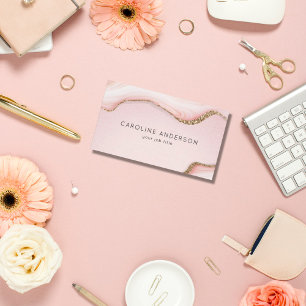 Glam Gold und Pink Abstrakte Feminine Business Car Visitenkarte