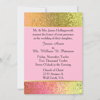 Glam Gold und Pink Custom Wedding Einladung