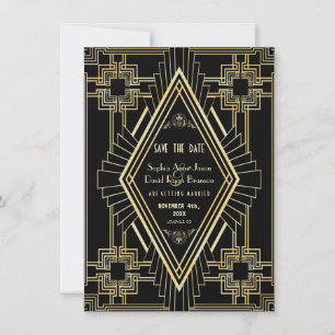 Glam Gold und Schwarz Great Gatsby Save the Date