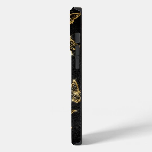 Glam Gold und schwarze Schmetterlinge Muster Case-Mate iPhone Hülle (Rückseite / Links)