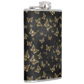 Glam Gold und schwarze Schmetterlinge Muster Flachmann (Rechts)