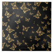 Glam Gold und schwarze Schmetterlinge Muster Fliese (Vorderseite)