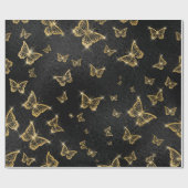 Glam Gold und schwarze Schmetterlinge Muster Geschenkpapier (Flach)