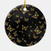 Glam Gold und schwarze Schmetterlinge Muster Keramik Ornament (Hinten)