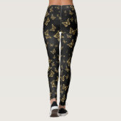 Glam Gold und schwarze Schmetterlinge Muster Leggings (Rückseite)