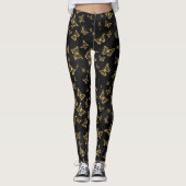 Glam Gold und schwarze Schmetterlinge Muster Leggings (Vorderseite)