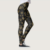 Glam Gold und schwarze Schmetterlinge Muster Leggings (Rechts)