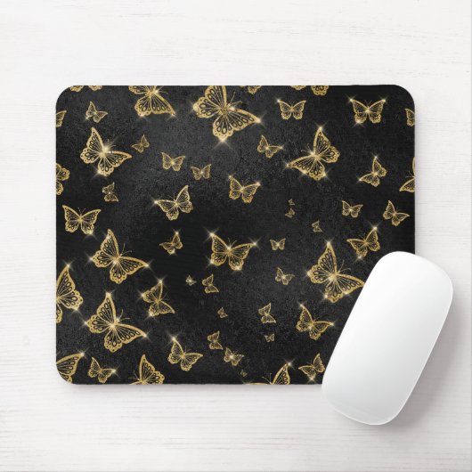 Glam Gold und schwarze Schmetterlinge Muster Mousepad (Mit Mouse)