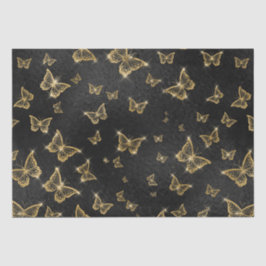 Glam Gold und schwarze Schmetterlinge Muster Seidenpapier