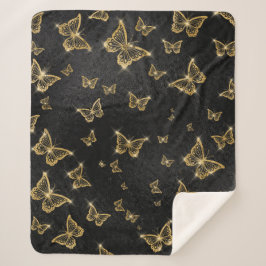 Glam Gold und schwarze Schmetterlinge Muster Sherpadecke