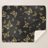 Glam Gold und schwarze Schmetterlinge Muster Sherpadecke (Vorderseite (Horizontal))
