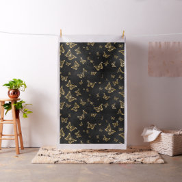Glam Gold und schwarze Schmetterlinge Muster Stoff