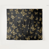 Glam Gold und schwarze Schmetterlinge Muster Wandteppich (Vorderseite (Horizontal))