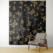 Glam Gold und schwarze Schmetterlinge Muster Wandteppich (Beispiel)