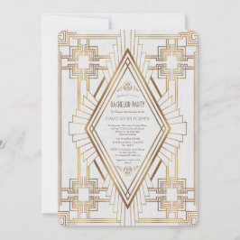 Glam Gold und White Great Gatsby Bachelor Party Einladung
